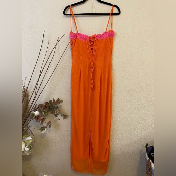 HOUSE OF CB 'Aiza' Flame Orange Maxi Dress NWOT size L - Picture 7 of 16
